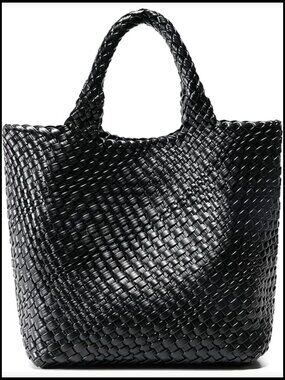 Vegan Leather Tote Shoulder Bag Handmade Summer Beach Travel Chic Minimal